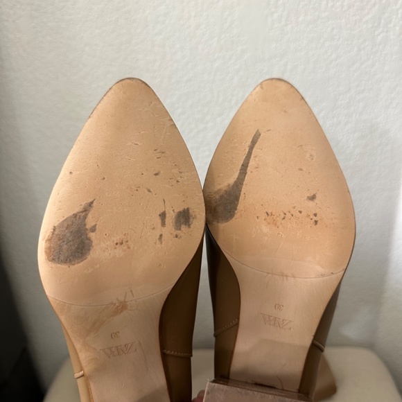 Zara tall leather block heel tan Boots - Picture 8 of 12